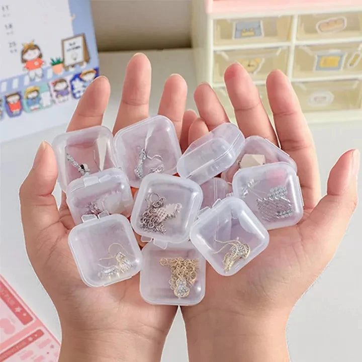 Dospita 10/20/30Pcs Mini Jewelry Storage Box Transparent Portable Plastic Box Earring Ring Necklace Jewelry Storage Home Storage Box