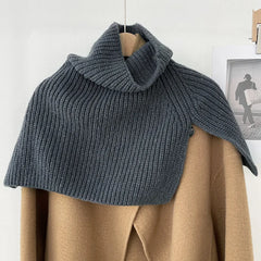 Dospita Solid Knitted Scarf High Collar Pullover False Collar Coat Shawl Bib Warm Neck Protector Sleeve Thickened Clothes Accessories