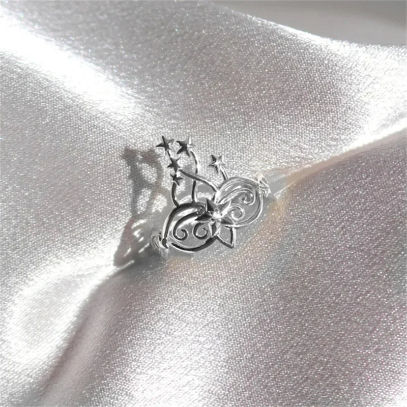 Dospita Simple Creative Silver Color Princess Crown Ring Swan Finger Rings for Girl Women Fashion Party Jewelry Birthday Gift for Her