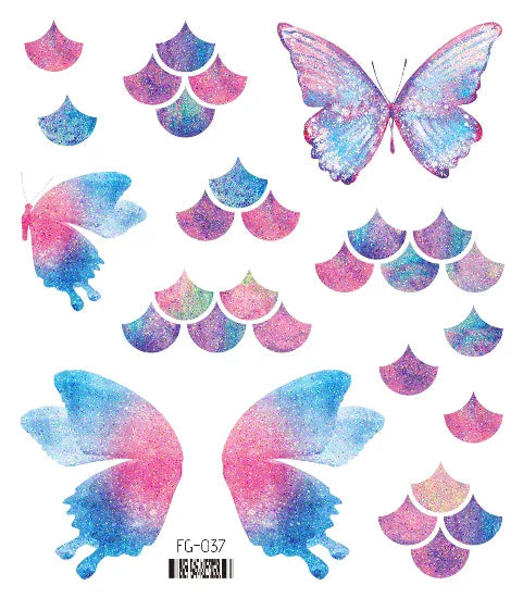 Dospita  -  Fairy Butterfly Wings Shiny Tattoo Sticker Waterproof Eyes Face Hand Body Art Fake Tattoos For Women Makeup Dance Music Festival