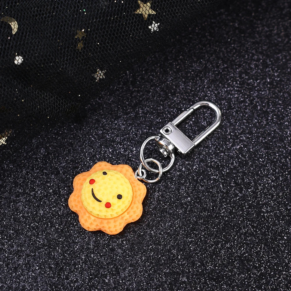 Dospita  -  1-4pcs Cute Cartoon Key Chains Rainbow Sun Star Moon Face Keychain Keyring Cartoon Kawaii Bag Car Phone Charms pendants Jewelry