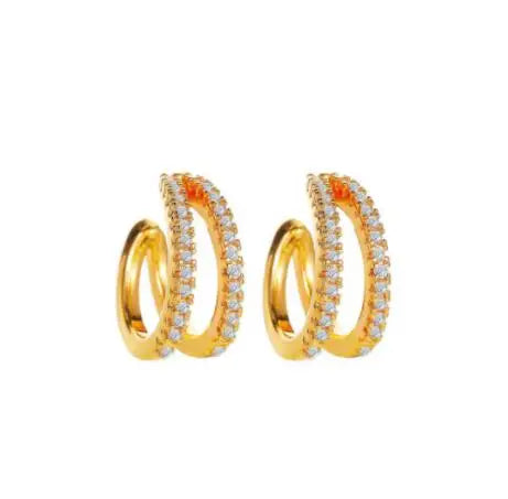 Dospita  -  New Design Stainless Steel Cubic Zirconia Hoop Earrings For Women Gold Color Pendant Cartilage Piercing Earring Unusual Jewelry