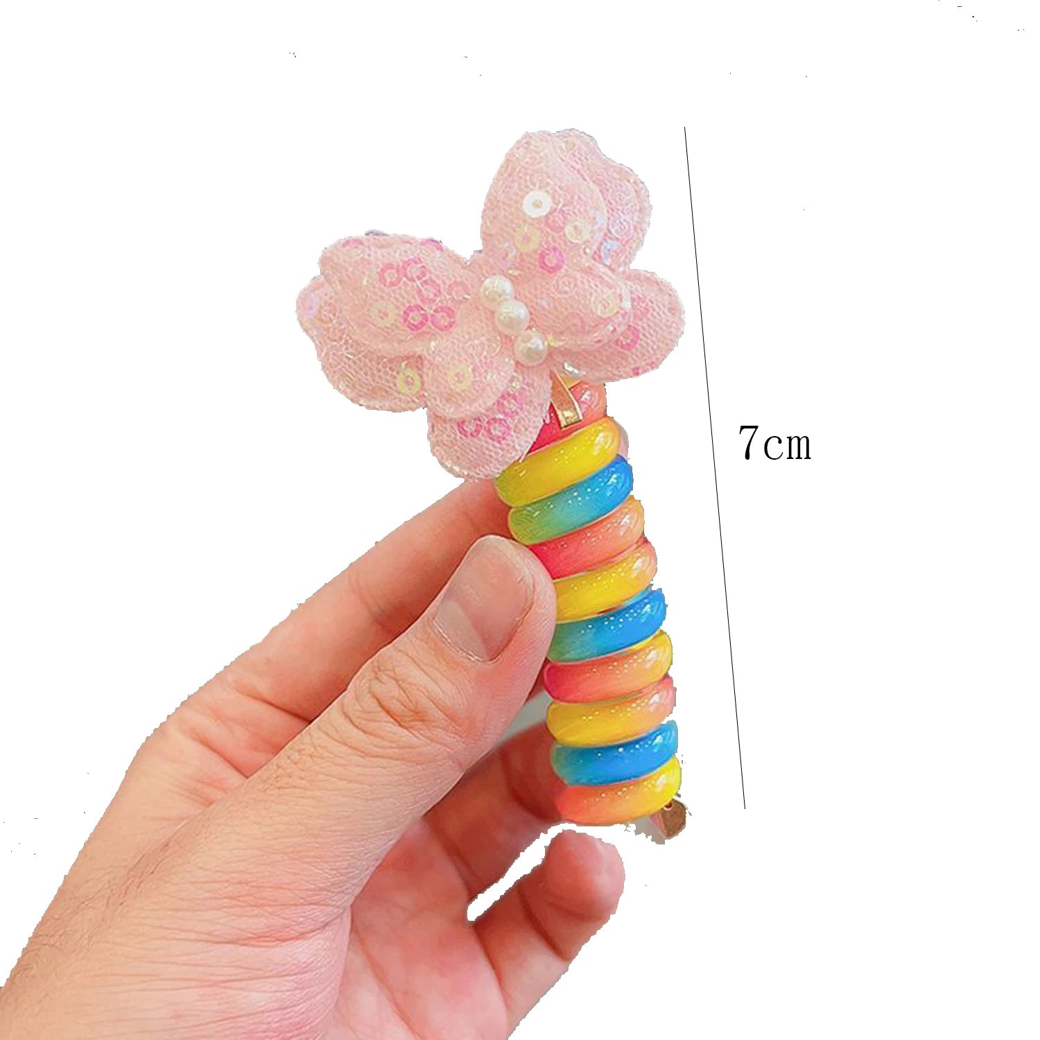 Dospita Baby Hair Accessories Children's Telephone Line Hair Loop High Horsetail Head Rope Colorful Elastic Bands Flower Girls Headdress