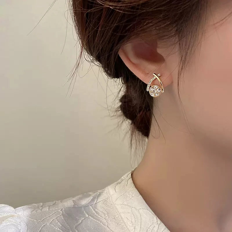 Dospita  -  Fashion Cross Stud Earrings For Women Girls Korean Style Elegant Crystal Jewelry Ear Rings Fishtail Lady Earrings Gift