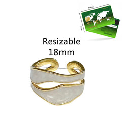 Dospita Retro Gold Color Double Oil Drip Open Rings Women Luxury Irregular Adjustable Finger Ring New Trendy Wedding Jewelry Gift