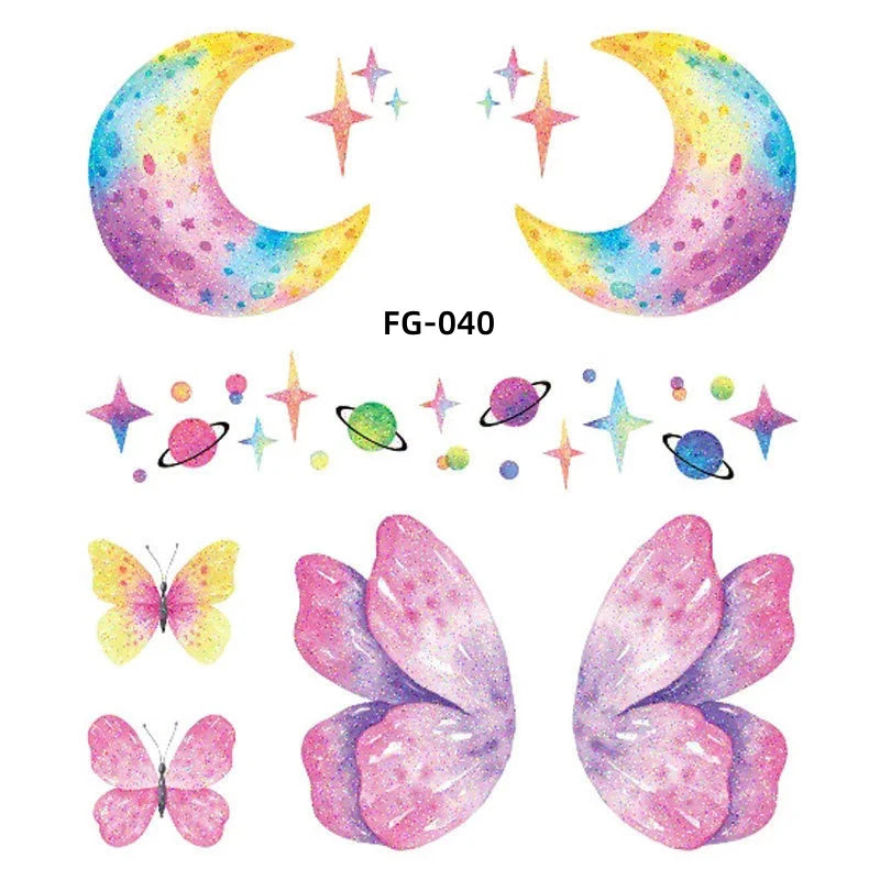 Dospita  -  1Sheet Fairy Butterfly Wings Shiny Tattoo Sticker Waterproof Eyes Face Art Fake Tattoos for Women Makeup Dance Music Festival