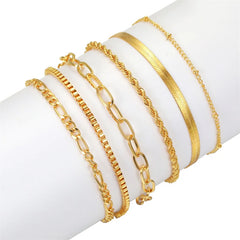 Dospita  -  6Pcs Gold Color Bracelet Set Boho Retro Thick Twist Cuban Chain Bracelet for Women Trendy Quality Jewelry Gifts