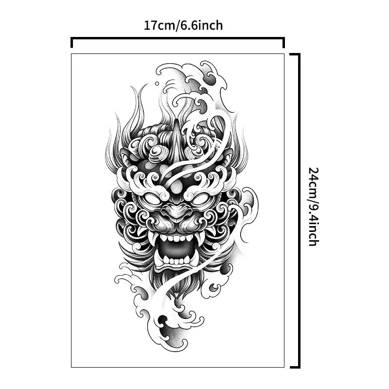 Dospita  -  Demon Mask Waterproof Temporary Tattoo Sticker, Long-lasting Waterproof for 1-2 weeks, Realistic Semi-Permanent Fake Tattoo