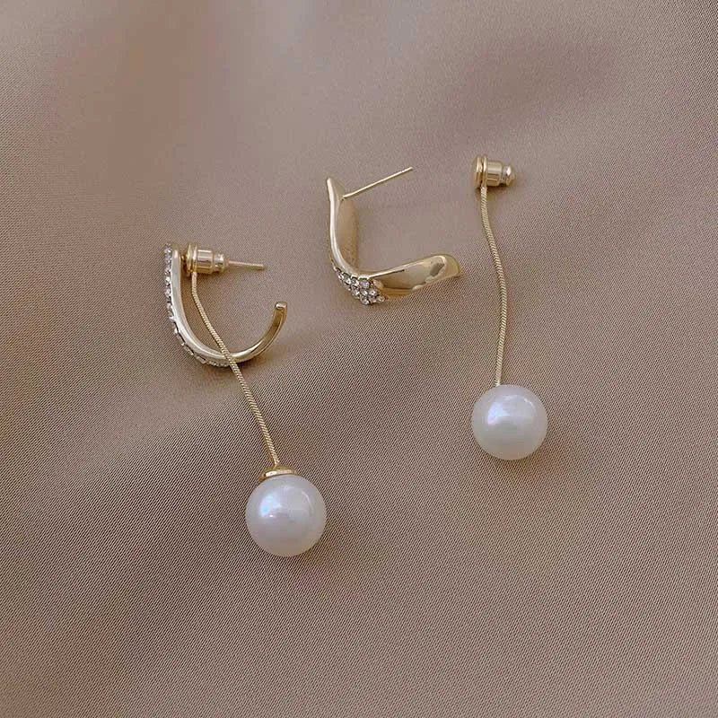 Dospita  -  New Classic Elegant Imitation Pearl Dangle Earrings For Women Crystal Long Tassel Exquisite Drop Earring Wedding Jewelry