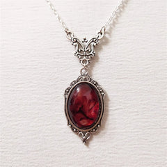 Dospita  -  Gothic Vintage Red Quartz Crystal Necklace Butterfly Necklace Vampire Embossed Witch Jewelry Accessories Vintage Chokers