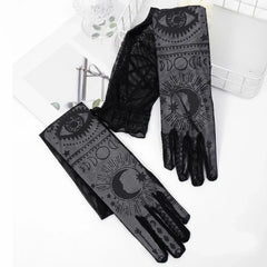 Dospita Women Punk Bride Long Sleeve Gloves Nightclub Theme Party Gloves Dancing Party Full Finger Gloves Halloween Mitten