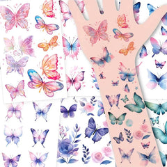 Dospita  -  6pcs Glitter Gradient Dreamy Butterfly Waterproof Temporary Tattoo, Long-Lasting Waterproof, Realistic Fake Tattoo