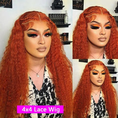 Dospita Ginger Orange Lace Front Human Hair Wigs 13x4 Deep Wave Curly Hair Transparent Lace Frontal Wig PrePlucked Color Hair For Women