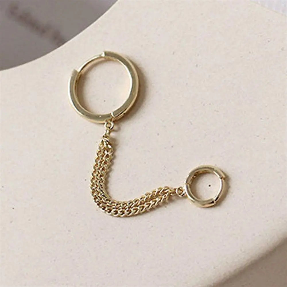 Dospita  -  Cool Simple Piercing Punk Gift Metal Ear Hook Tassel Chain Earrings Korean Style Hoop Earring Women Ear Buckle