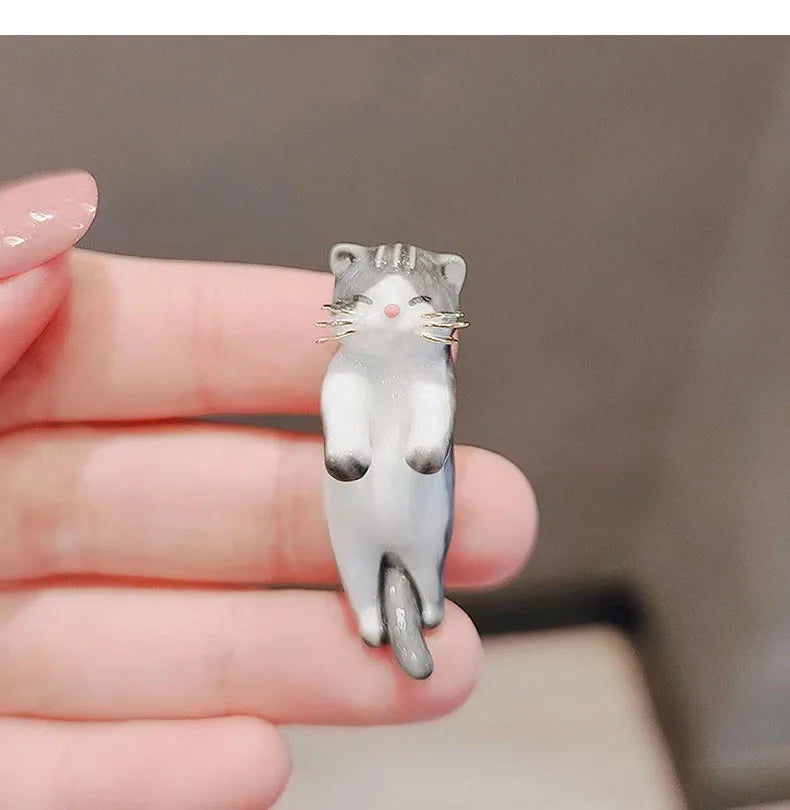 Dospita Fashion Cute Cat Animal Brooches Brooch Pin For Girls Boys Lapel Pins Button Bag Clothing Accessories BFF Gifts