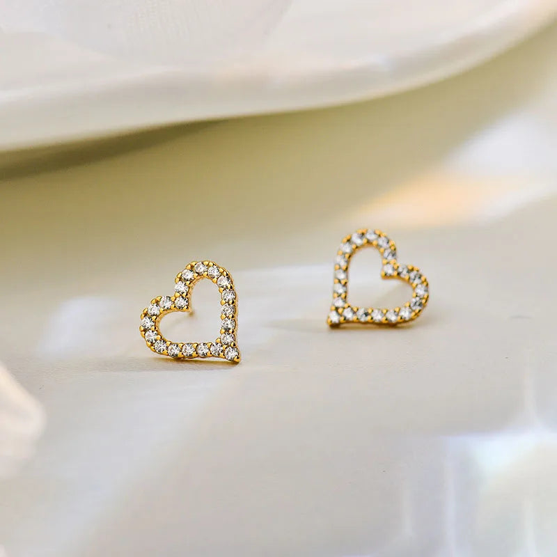 Dospita  -  Engagement Enamel Cute Heart Stud Earrings for Women Girls Rose Gold Color Summer jewelry Black Earring Wedding Jewelry Gifts