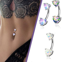 Dospita Crystal Navel Nail Ring Alloy Zircon Bar Barbell Drop Flower Dangle Body Piercing Belly Button Rings Men Women Body Jewelry