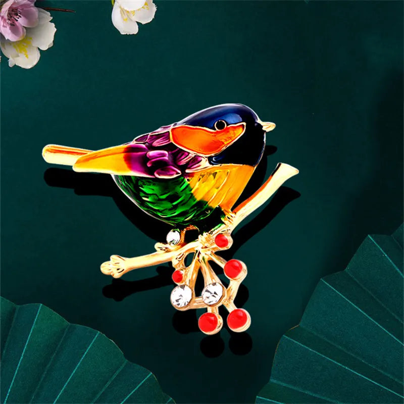 Dospita Lovely Enamel Crystal Small Bird Brooch Pin for Women Girl Fashion Butterfly Bee Coat Dress Lapel Pins Wedding Party Jewelry Gif