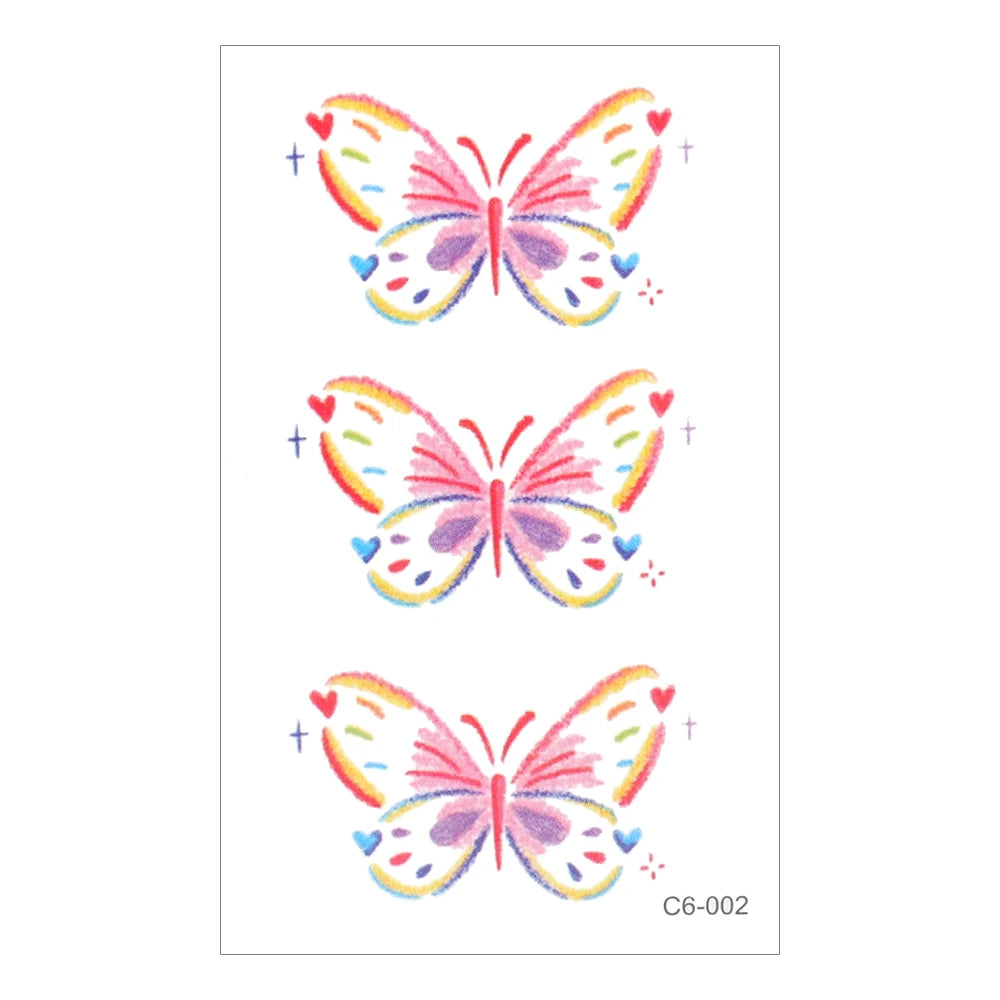 Dospita  -  Black Butterfly Temporary Tattoo Sticker Colorful Flower Body Legs Arm Art Realistic Fake Tattoo Festival Party Bikini Tattoos