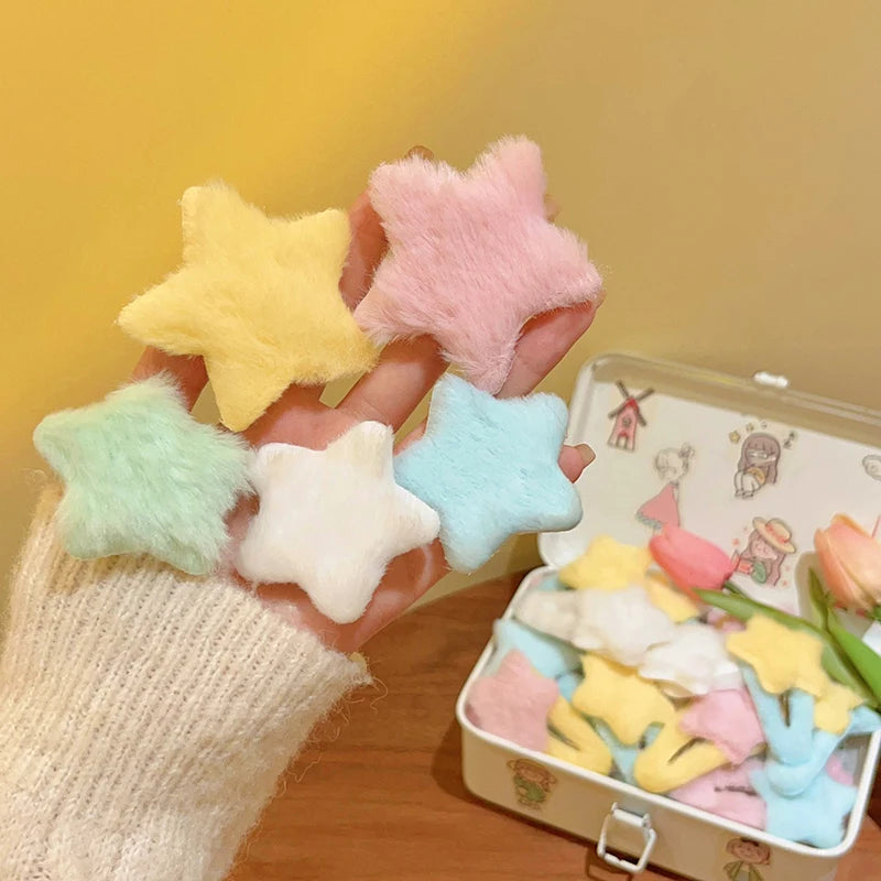 Dospita  -  1/12pcs Plush Star Y2K Star Mini Star Hairpin Sweet Child Handmade Cute BB Pins Hairpin Headwear Hair Accessories Women Girls