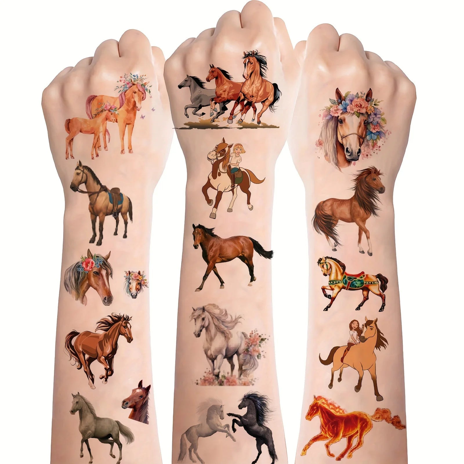 Dospita  -  8 Sheets Temporary Horse Tattoos Stickers Birthday Themed Party Supplies Decorated with Tattoo Gifts