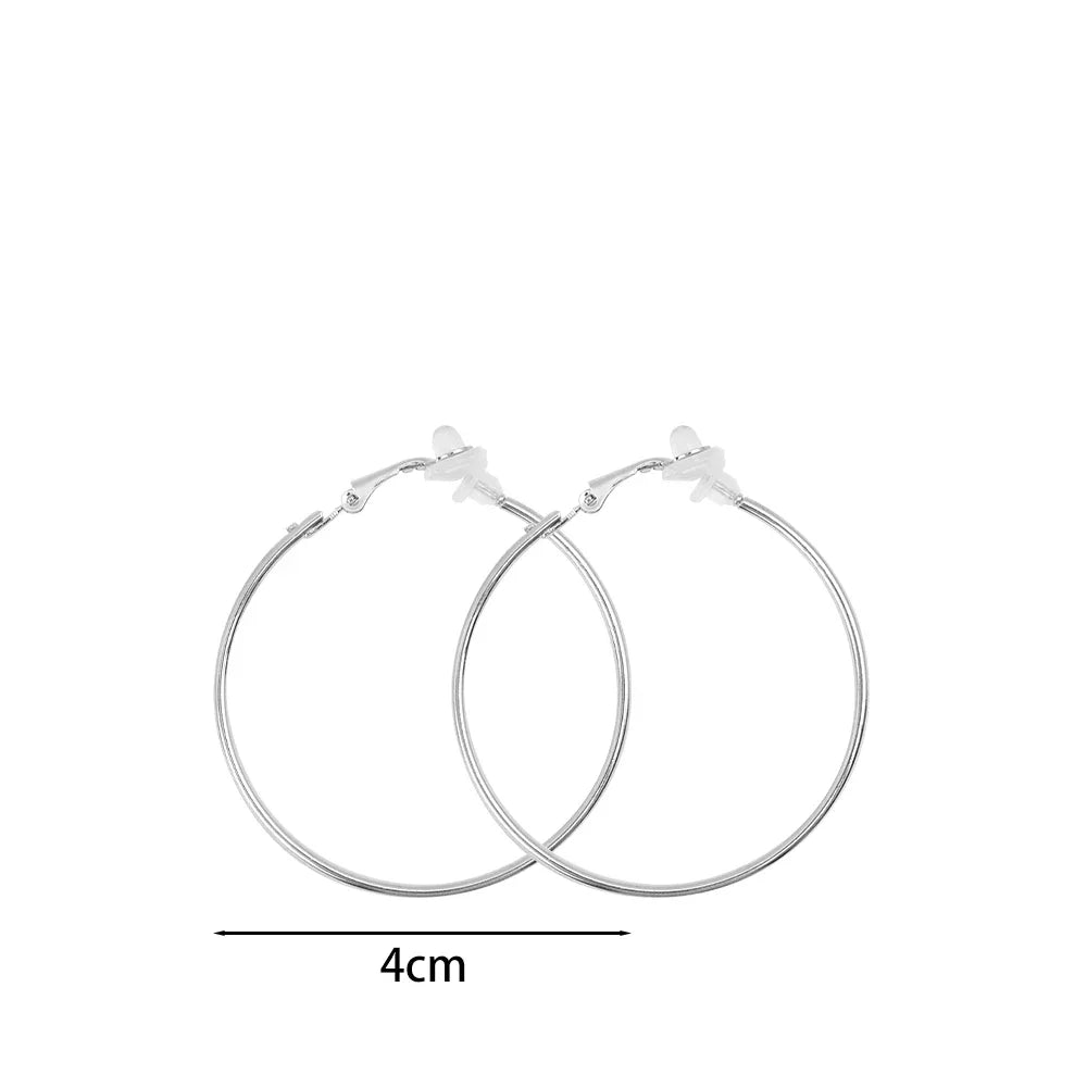 Dospita  -  4/5/6/7cm Hoop Earrings Set Big Circle Earrings Jewelry for Women Girls Ear Clip Punk Style Earrings Fashion Jewelry Accessories