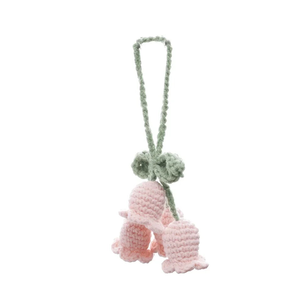 Dospita  -  Handmade Flower Knitted Keychain Keyring Women Crocheted Wool Flower Leaf Bag Pendants Car Key Ring Fresh Handbag Charms Gifts