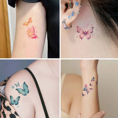 Dospita  -  6pcs Glitter Gradient Dreamy Butterfly Waterproof Temporary Tattoo, Long-Lasting Waterproof, Realistic Fake Tattoo