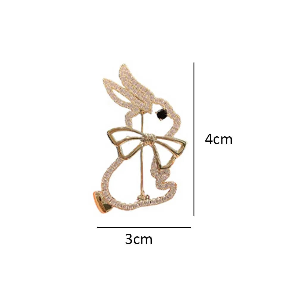 Dospita New Trendy Fashion Shiny Rhinestone Rabbit Brooches For Women Kids Cute Animal Pins Badges New Year Good Luck Jewelry Brooch