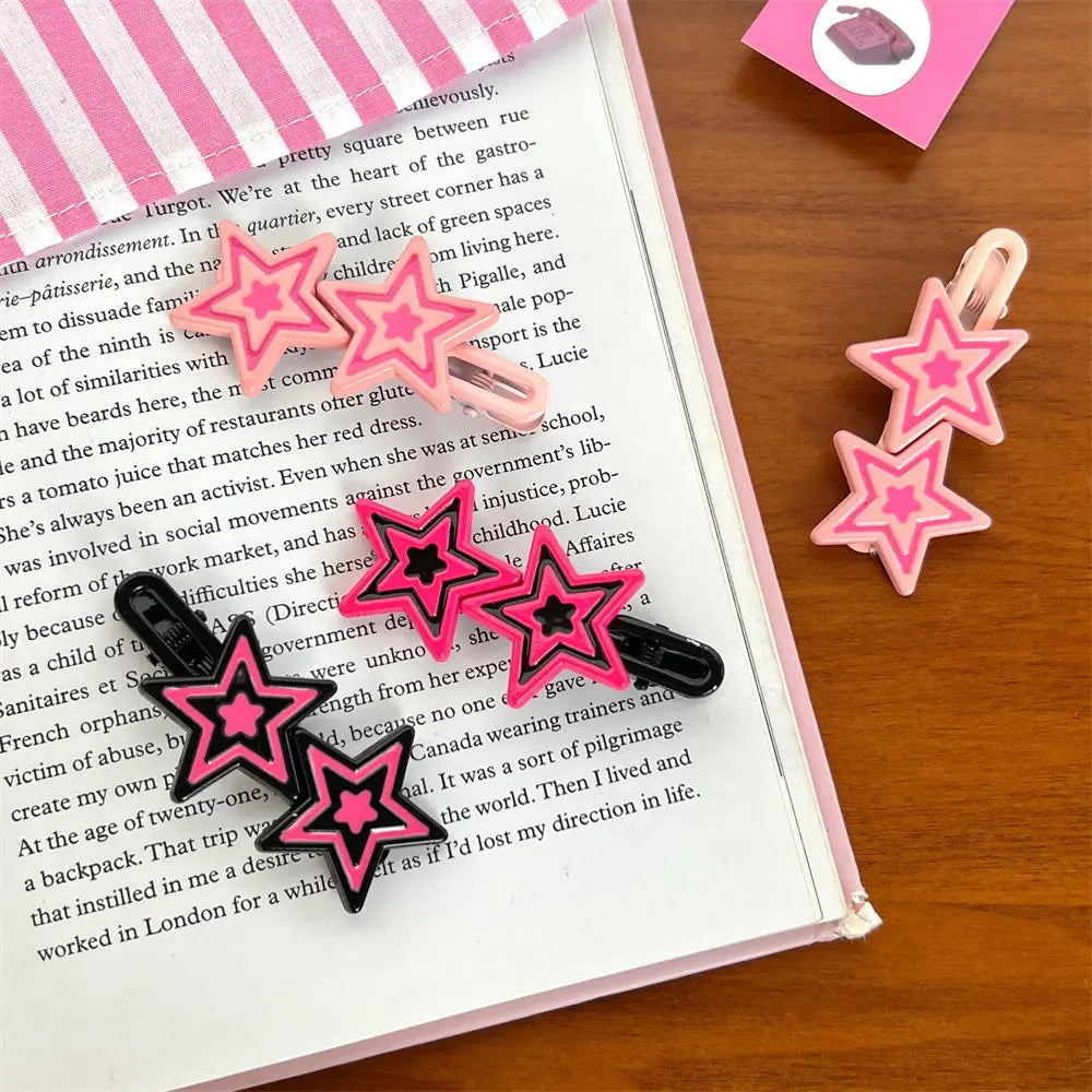 Dospita 5Pcs Sweet Cool Wind Star Series Hairpin ins Spicy Girl Bang Hairpin Side Clip Headwear Clip Duck Mouth Clip