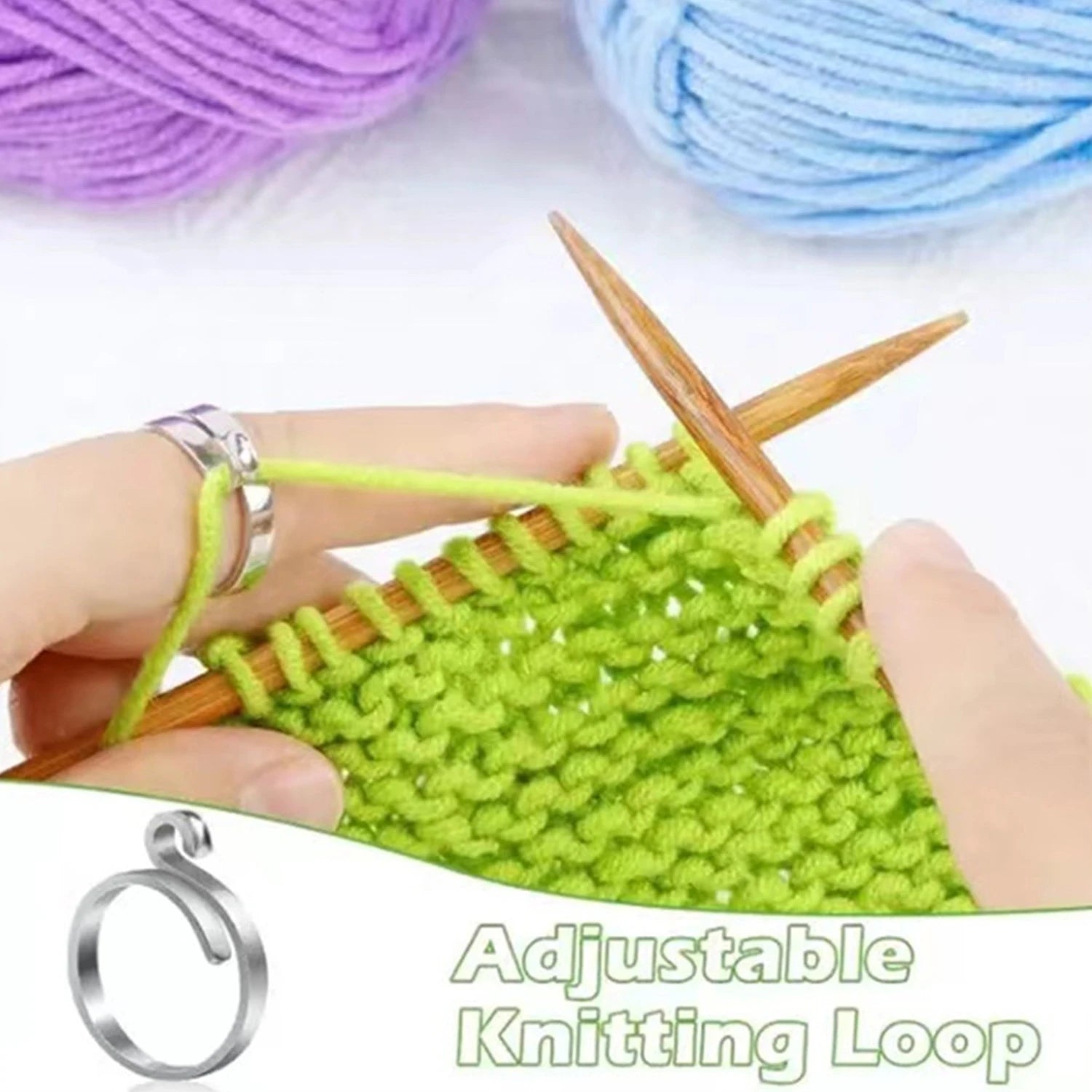 Dospita Knitted Crochet Ring Knitting Tools Ring Crochet Loop Tool DIY Ring Knitting Finger Wear Thimble Yarn Guide Sewing Accessory