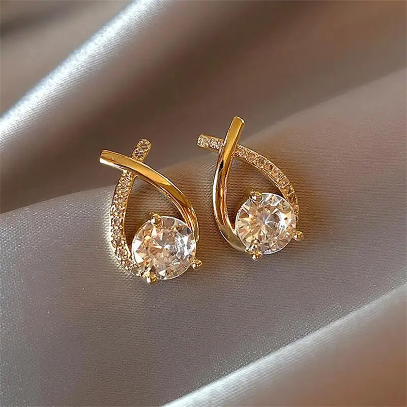 Dospita  -  Fashion Cross Stud Earrings For Women Girls Korean Style Elegant Crystal Jewelry Ear Rings Fishtail Lady Earrings Gift