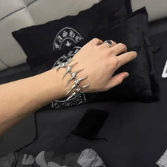 Dospita Cyberpunk Silver Thorny Spine Fishbone Bracelet Gothic Hip Hop Unisex Metal Chain Bangle Couple Choker Jewelry Accessories