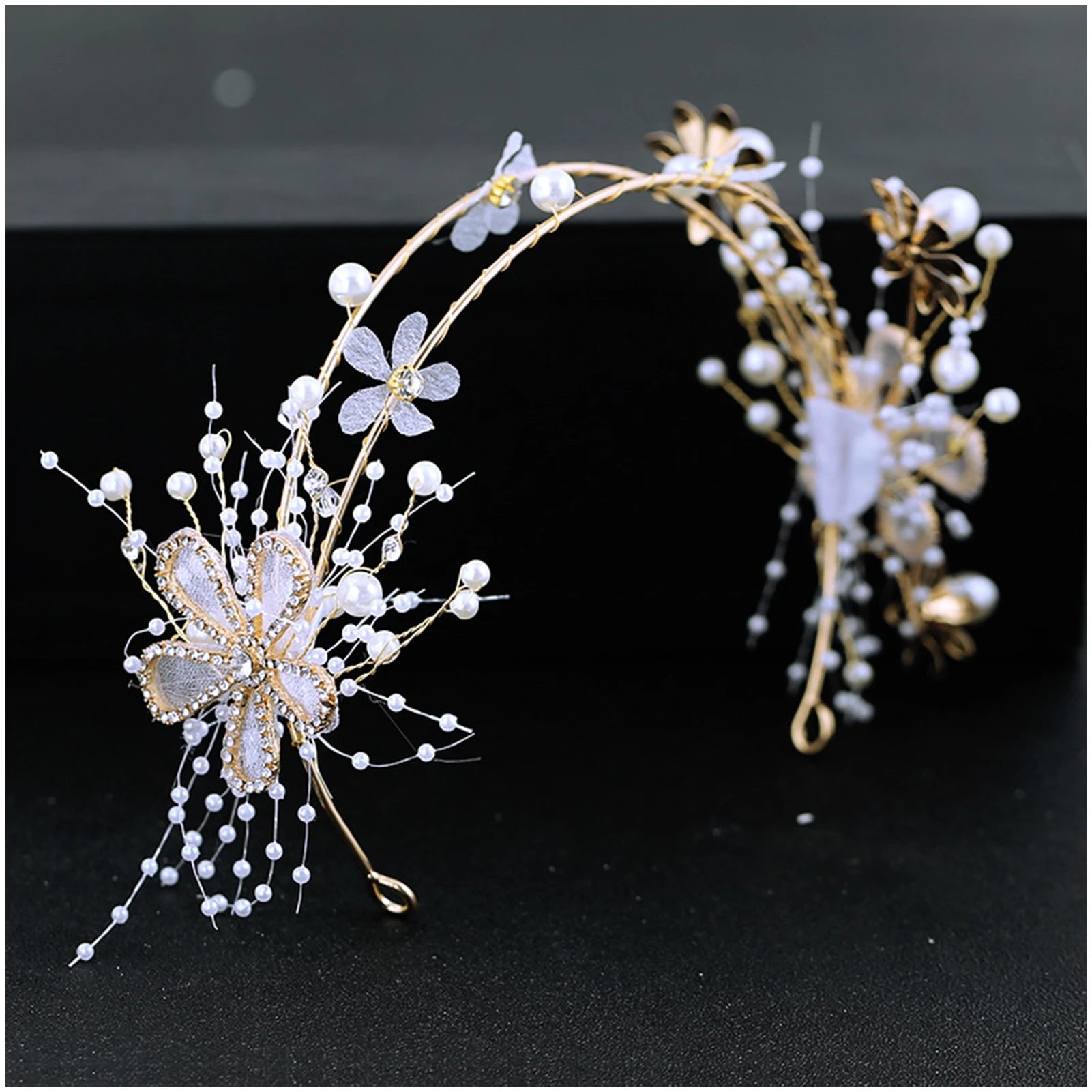 Dospita Bridal Headband Handmade Rhinestone Flower Hairband Crystal Wedding Headdress Fashion Headdress Women Party Gift Hair Hoop