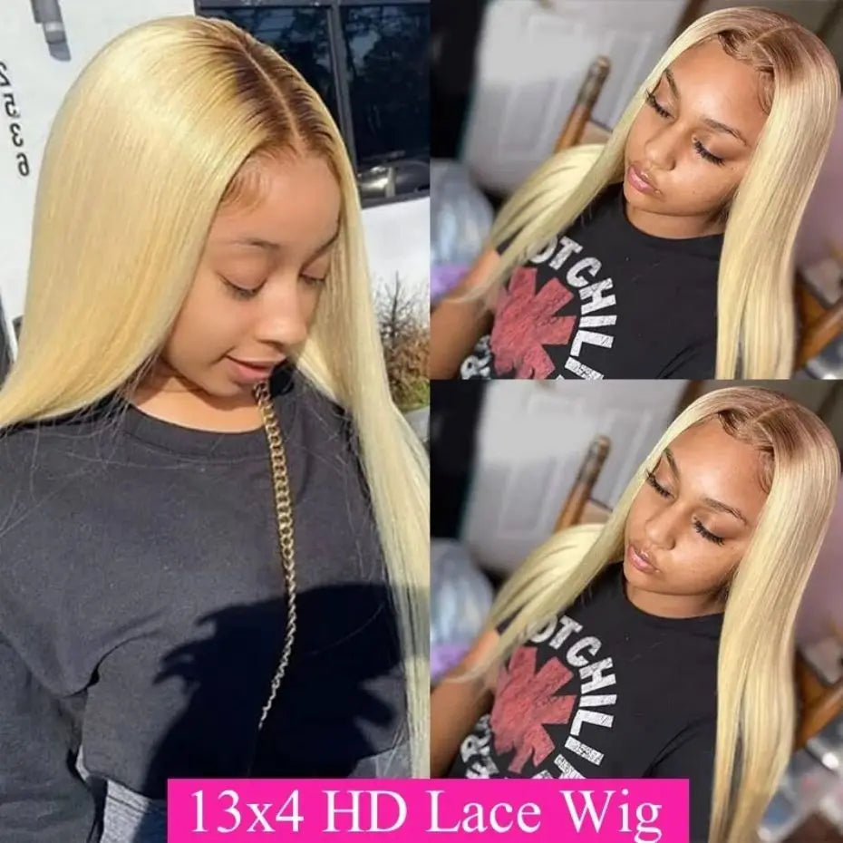 Dospita Blonde13x4 Transparent Straight Lace Front Human Hair Wigs Brown Root Lace Frontal Wig For Black Women Brazilian Hair Jarin