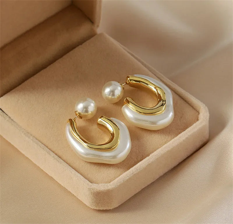 Dospita  -  New Arrival Geometric Pearl Women Classic Stud Earrings Pineapple Pearl Earrings Female Fashion Earrings Female Jewelry