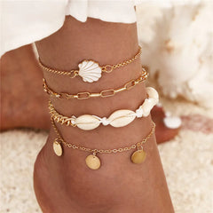 Dospita Fashion SeaShell Anklet For Women Gold Color Chain Summer Beach Barefoot Bracelet Anklets Bohemian Jewelry Accessories