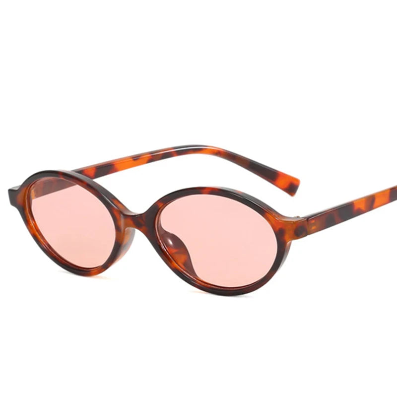 Dospita Sexy Small Oval Leopard Sunglasses Women Lovely Ins No Makeup Plain Glasses Frame Men Eyewear Cute Decorative Computer Glasses