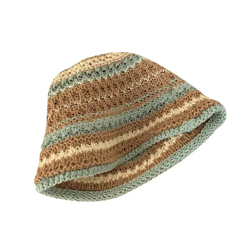 Dospita Sweet Hot Girl Colorful Straw Woven Bucket Hats for Women's Summer Straw Hat for Beach Shading Hat Female Trendy Accessories