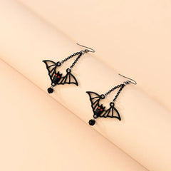 Dospita Black Bat Earrings with Black Crystal Beads, Earrings,Gothic Jewelry,Alternative Jewelry,Gothic Gift for Her,Bat Lover,Halloween