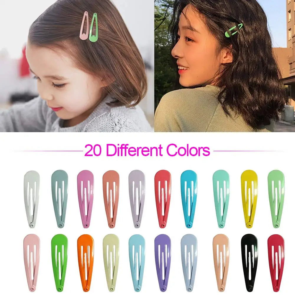 Dospita  -  10/40Pcs Colorful Hair Clips For Women Girls Fashion Solid Kids Hair Accessories Snap Metal Barrettes Hairpins Clip Bobby Pin