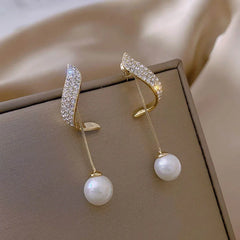 Dospita  -  New Classic Elegant Imitation Pearl Dangle Earrings For Women Crystal Long Tassel Exquisite Drop Earring Wedding Jewelry