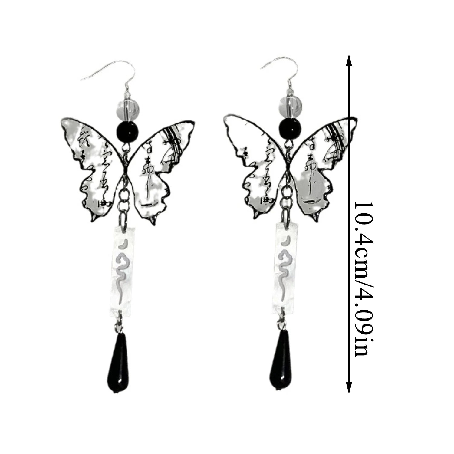 Dospita New Chinese Fashion Ink Painting Butterfly Earrings For Female Ancient Style Long Delicate Tassel Water Drop Pendant Ear Hook