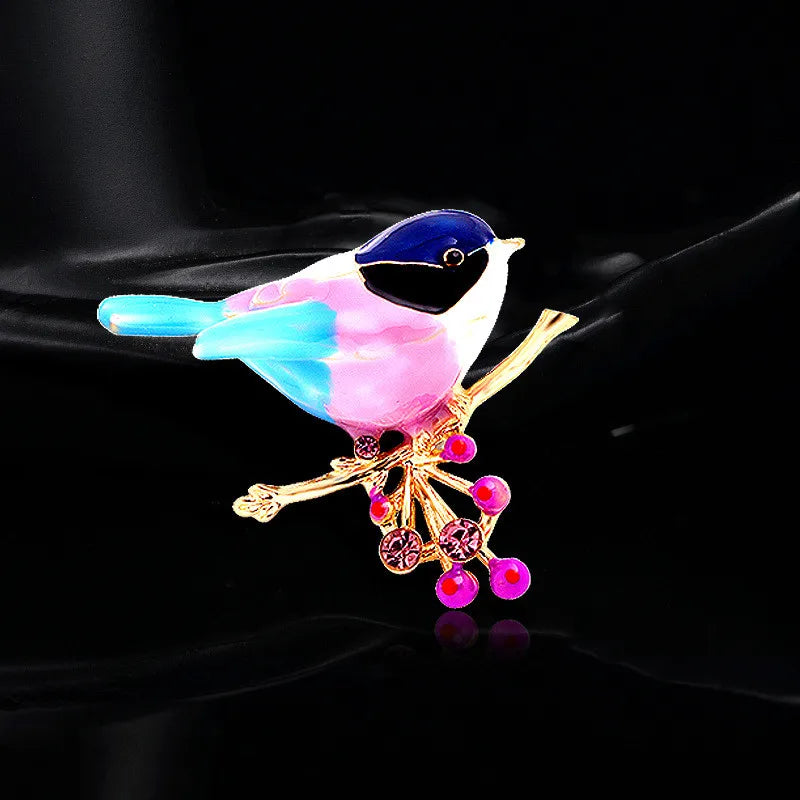 Dospita Lovely Enamel Crystal Small Bird Brooch Pin for Women Girl Fashion Butterfly Bee Coat Dress Lapel Pins Wedding Party Jewelry Gif