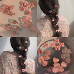 Dospita 5pcs/set Cute Peach Blossoms Small Hair Claws Sweet Atmosphere Claw Crab Hairpins Hair Clips Styling Fashion Hair Accessories