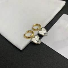 Dospita Gold Silver Color Metal Heart Pendant Hoop Earrings for Women Street Style Female Drop Earrings Korean Fashion Statement Jewelry