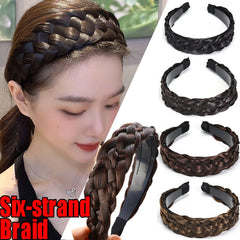 Dospita Fashion Six-strand Braid Hairbands Female Headwear Girl Pretty Handmade Head Hoop Women Wide Wig Beadbands Headdress Accessories