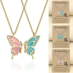 Dospita 2pcs/set Couple Butterfly Necklaces for Women Bestfriend BFF Sister Friendship Distance Pendant Necklace Fashion Jewelry