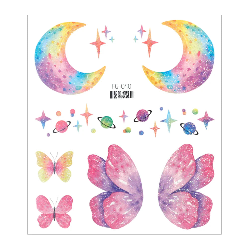 Dospita  -  3D Fairy Butterfly Wings Shiny Tattoo Sticker Waterproof Eyes Face Body Art Fake Tattoos For Women Makeup Dance Music Festival