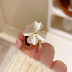 Dospita Mini Cute Clover Flower Brooches for Women Girls CZ Crystal Rhinestone Lapel Pin Sweater Coat Clothing Kawaii Korean Jewelry